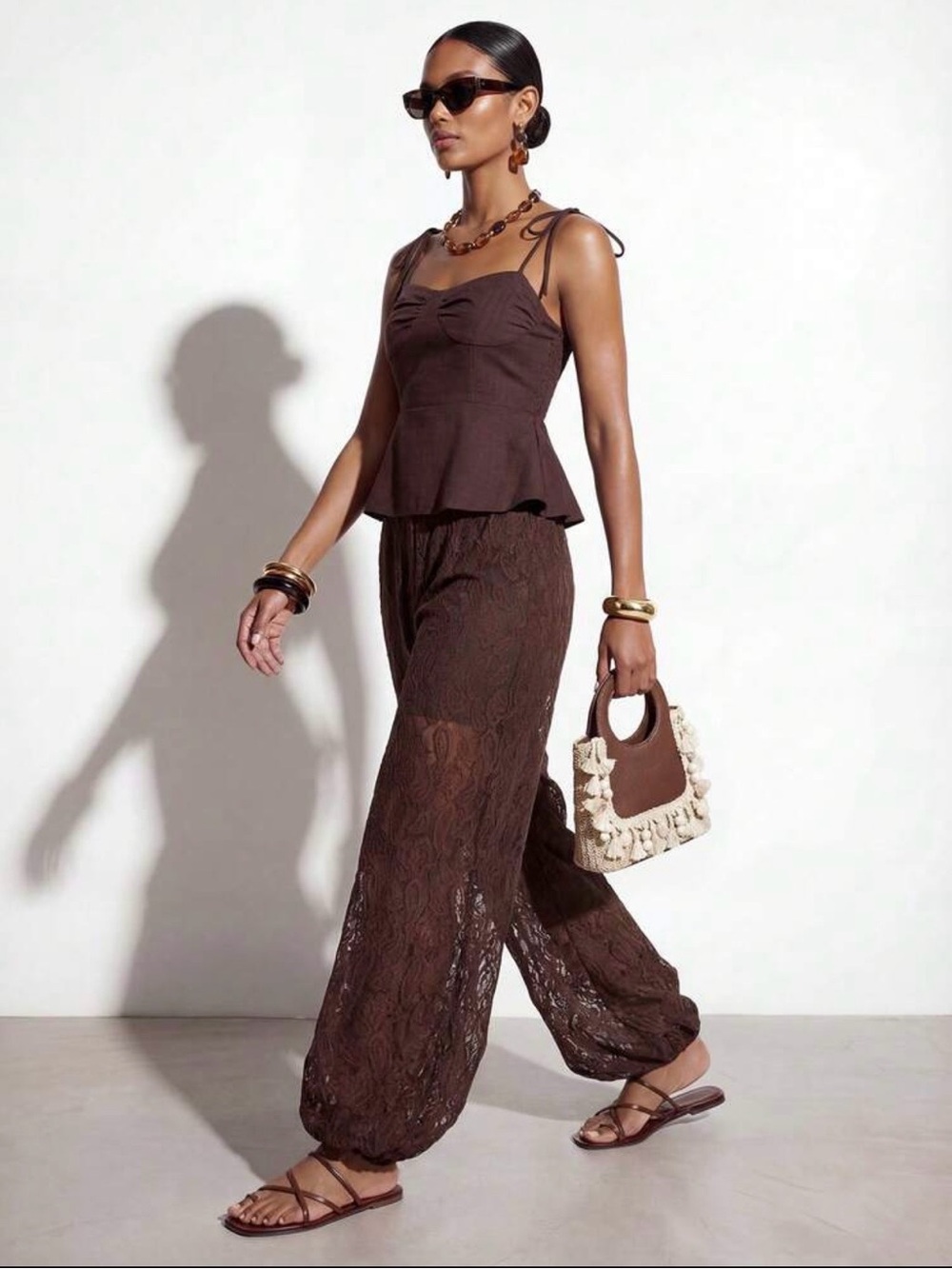 Brown Tie-Strap Top